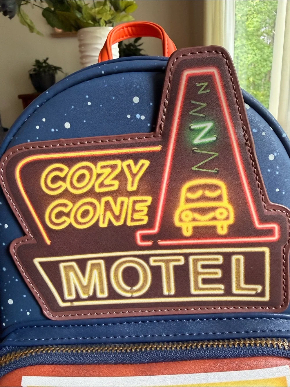 Disney Lightning McQueen Cozy Cone Motel Mini Backpack - Navy & Orange & Red - Picture 3 of 8